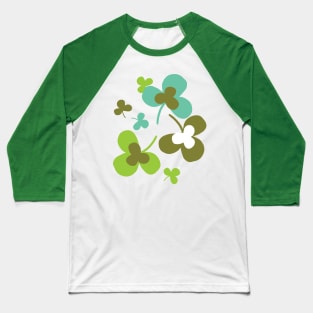 Happy Green Clover Leaves Silhouette Art Baseball T-Shirt